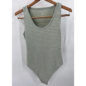 American Eagle Outfitters Green Checkered Bodysuit